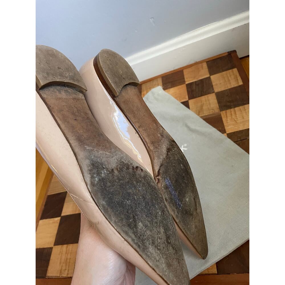 Manolo Blahnik BB Flats Nude Patent Leather Pointed Toe Classic Preppy size 36.5 - Picture 12 of 12